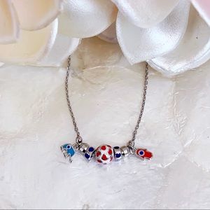 Sterling Enamel Mini Charm Hamsa Elephant Bracelet